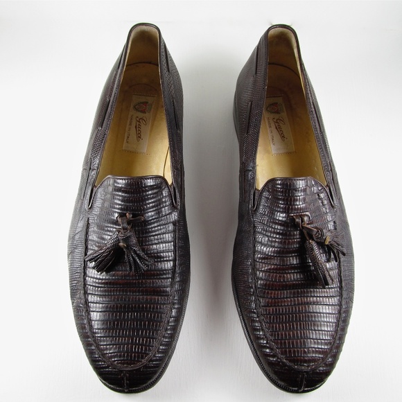 Vintage Gucci Lizard skin tassel loafers. main image 4